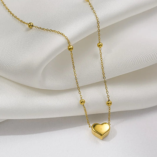 Stainless Steel Classic Charm Gold Color Heart Pendant Necklace for Women Temperament Fashion Chokers Bracelet Jewelry Colorfast