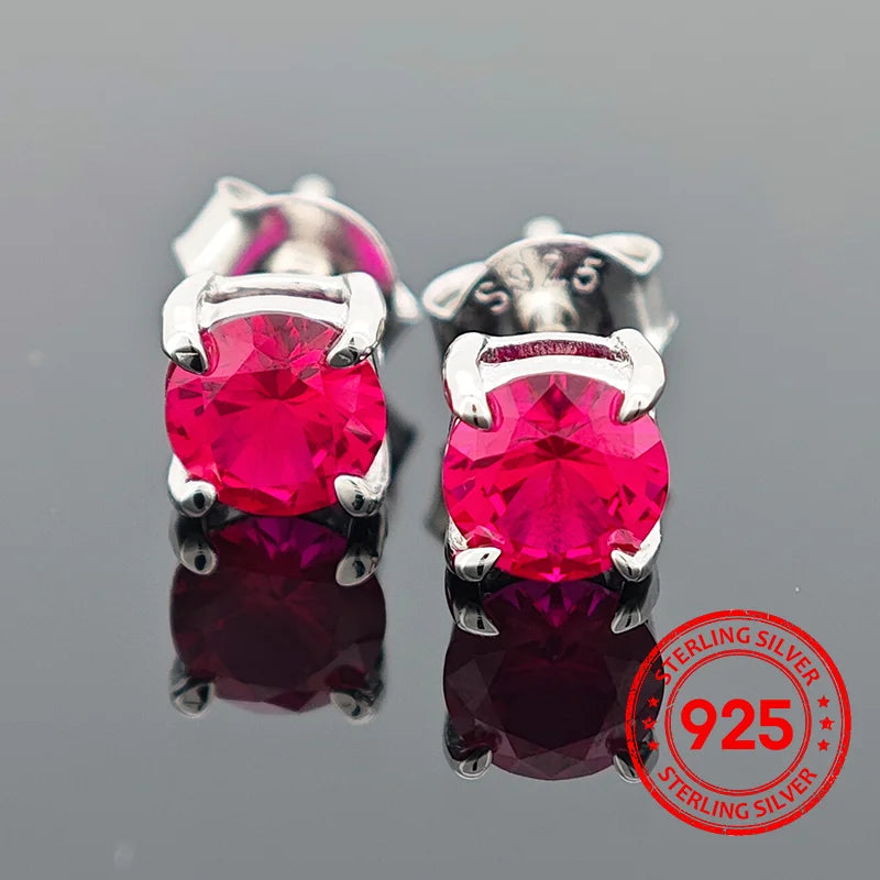 ChuPing Fine Jewelry Lab Grown Emerald Round Shape S925 Silver Earring for Women Evening Party Valentine's Day Or Birthday Gift