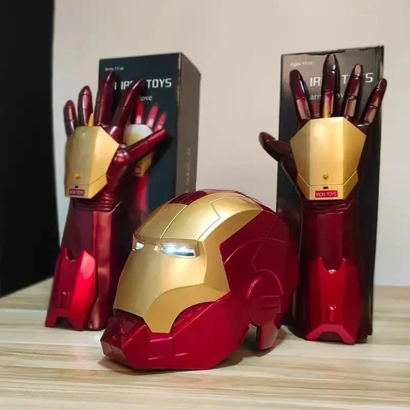 Marvel Iron Man Helmet Mk Jarvis Wearable Automatic Opening And Closing Hood Deformable Luminous Hood Mechanical Arm Toy Gifts