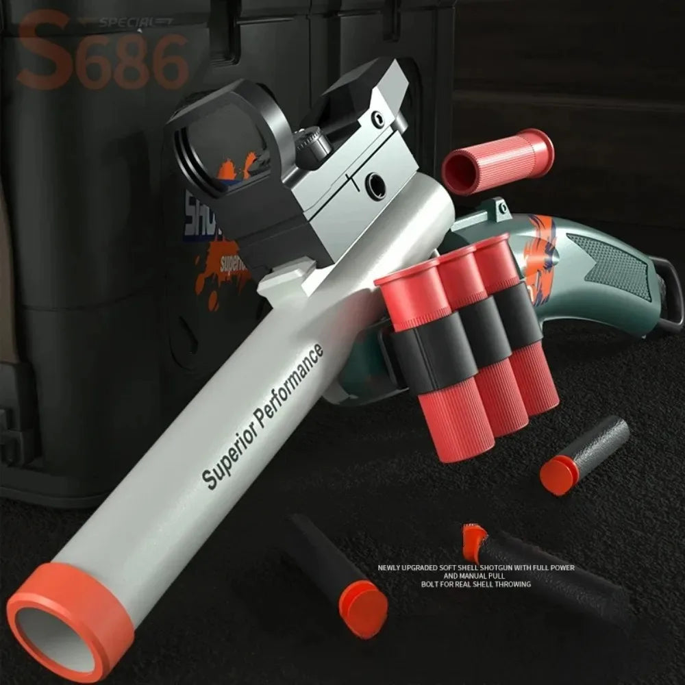 S686 Spray Shell Soft Bullet Gun Can Be Fired Toy Gun Manually Loaded Outdoor Sport CS Game Weapon for Children Boys Gift