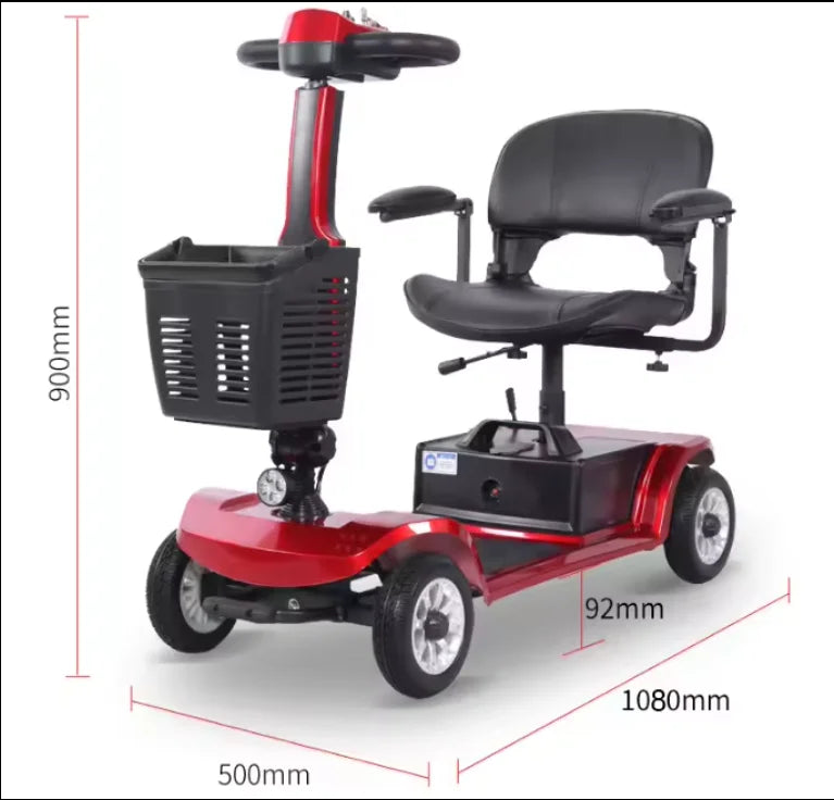 Elderly Four-Wheeled Elderly Electric Mobility Scooter Disabled Assisted Folding Family Car With Battery For Handicapped Users