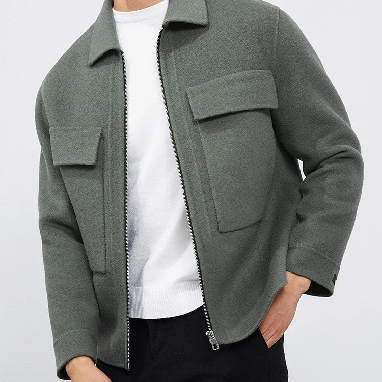 DAVIDSHAO Top Quality EU US Size Luxury Casual Wear Men Wool Coat Jacket Autumn Winter New Style Turn-Down Collar Vintage Coat