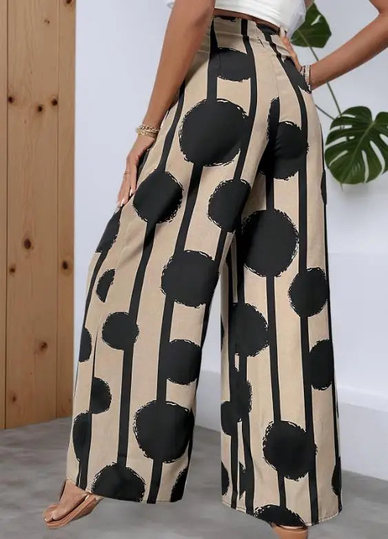 Summer Hot Women's Bohemian Style Printed Wide Leg Pants Loose High Waisted Beach Pants Fashionable and Comfortable Casual Pants