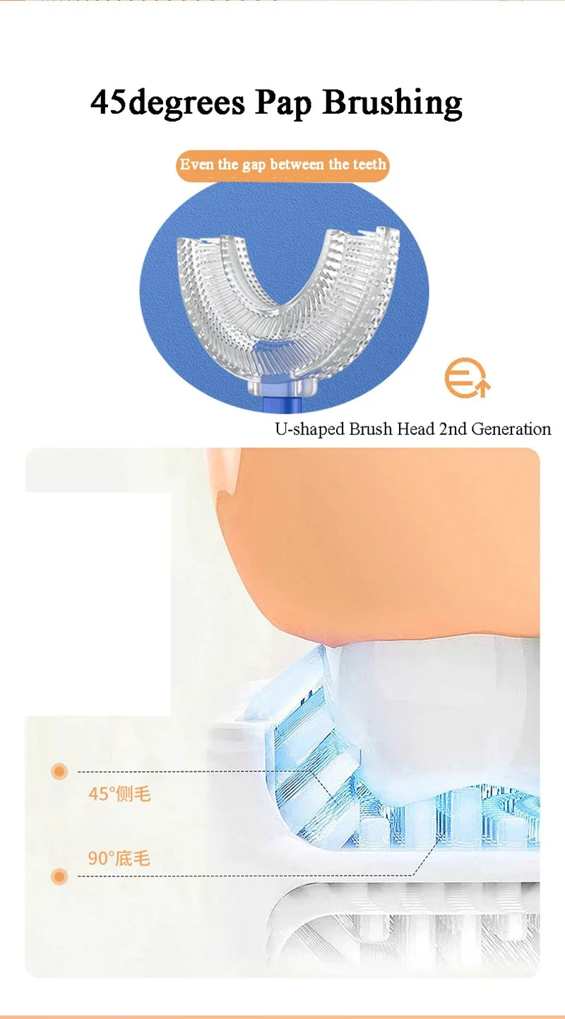360 Degree U-Shaped Kids Toothbrush Soft Silicone Bristles Waterproof Oral Care Teeth Whitening Children's Health Brush