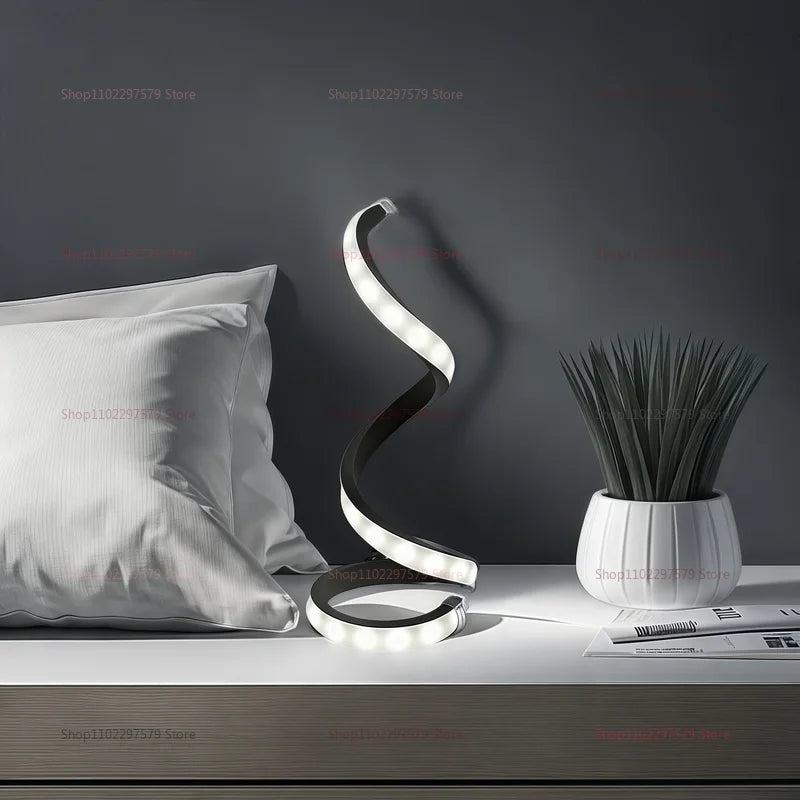 2025 Modern LED Bedside Lamp Deformable Spiral Table Night Light for Bedroom Office Living Room Decor Adjustable Night Lamp