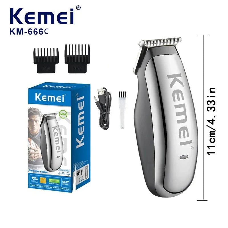 Kemei Mini Electric Hair Clipper Men's Hair/Beard Trimmers Portable Travel Haircut Machine Rechargeable Carving Clipper KM-666C