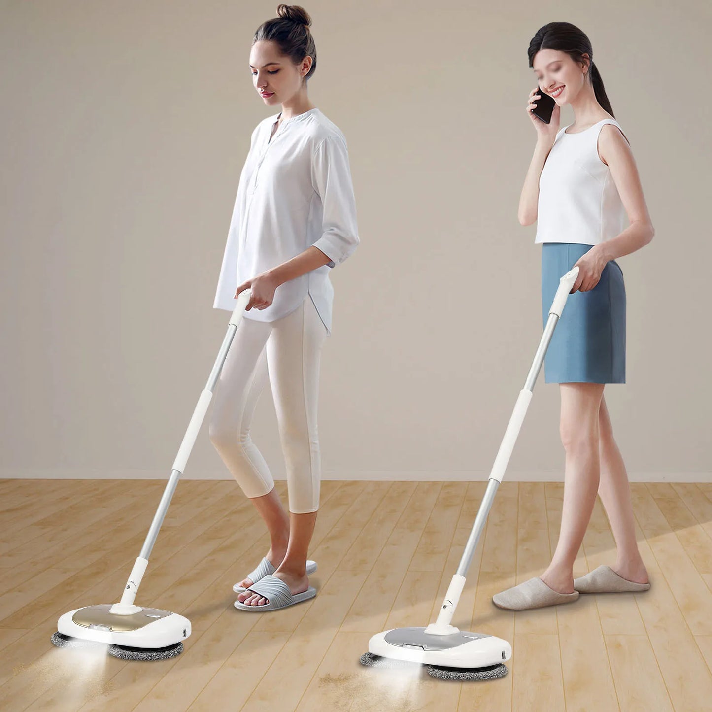 Cordless Electric Spin Mop and Bucket Set Mops Floor Cleaning Tools 150RPM Spin Mop with 400ML Water Tank for Door Windows Floor