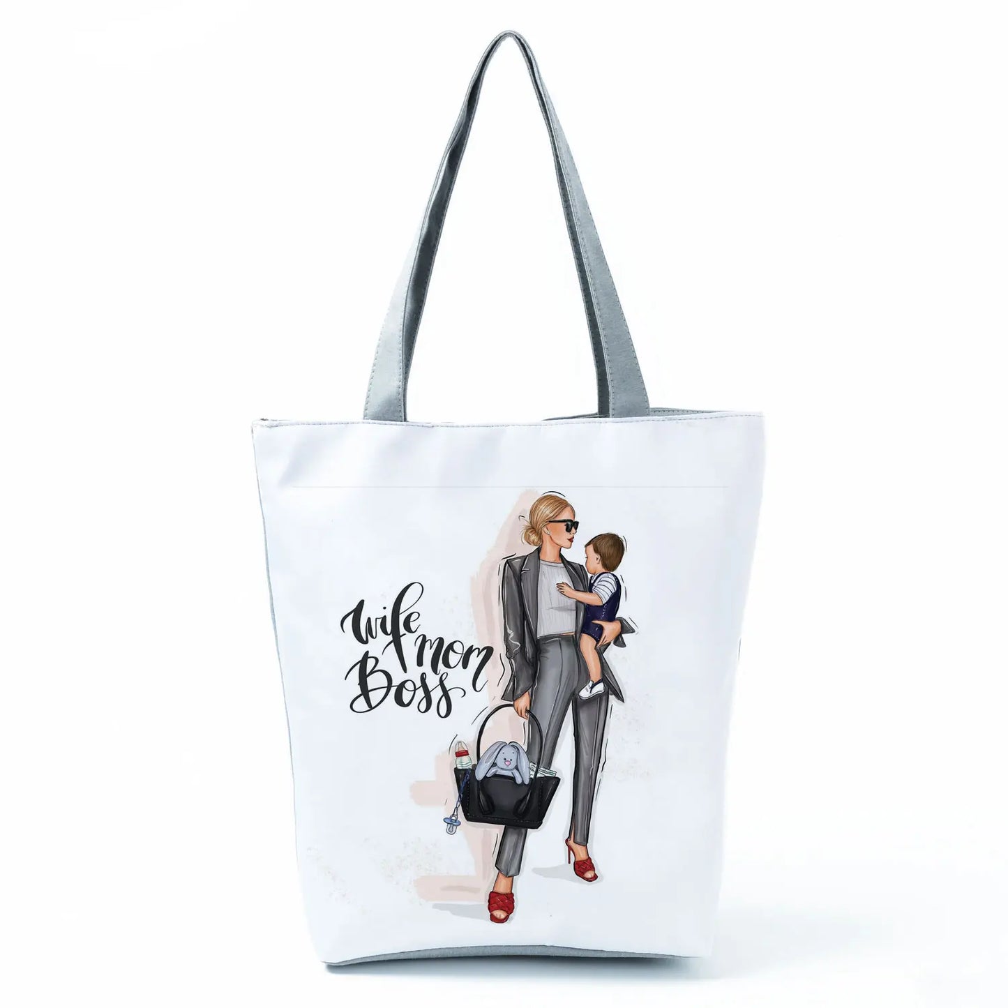 Golden Afro Woman Printed Handbags Pretty Fashion Shoulder Bag Eco Portable Shopping Bag High Capacity Beach Bag Practical Tote