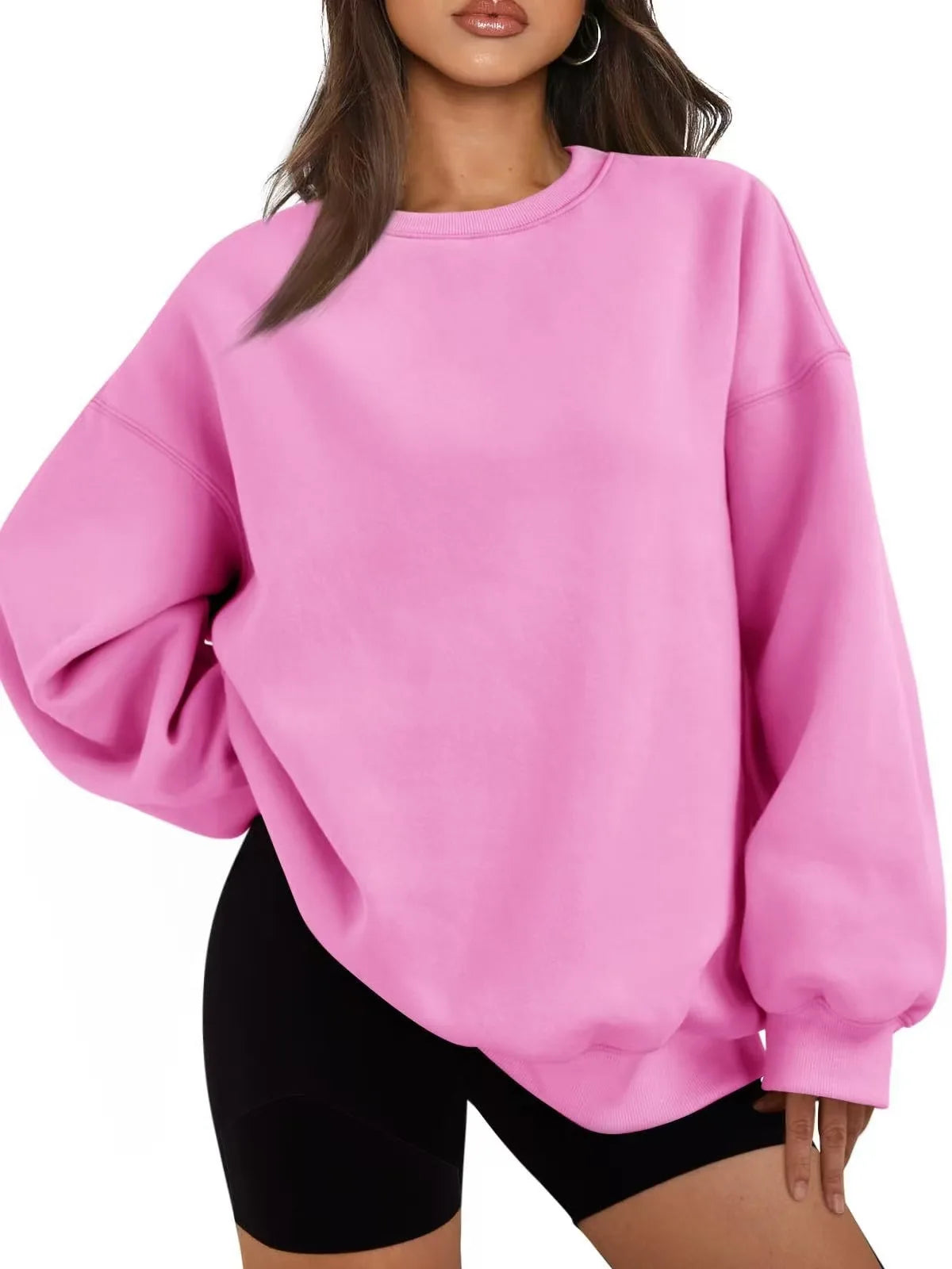 Plus Size Solid Color Sweatshirt, Casual Long Sleeve Crew Neck Pullover Sweatshirt, Women's Plus Size Clothing