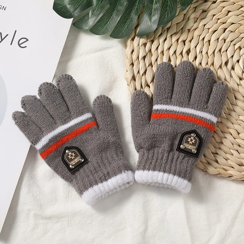 Winter Children's Gloves Warm Double Inner Wool Boy Girl Cold-Proof Kawaii Kids Soft Thick Autumn Elastic Travel Knitted Gloves