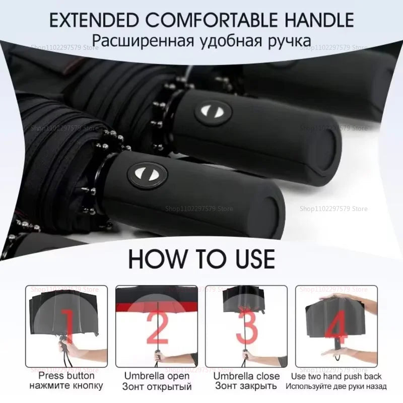 Double-layer Automatic 10-bone Rain and Sun Umbrella Windproof Sunscreen Rain and Sunshine Dual-use Business Folding Umbrella