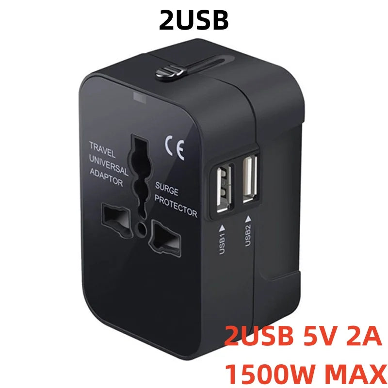 Universal Travel Adapter EU/UK/US/AU/AC Plug Power Charger Adapter With USB Type-C Ports All-in-One Foldable Converter Socket