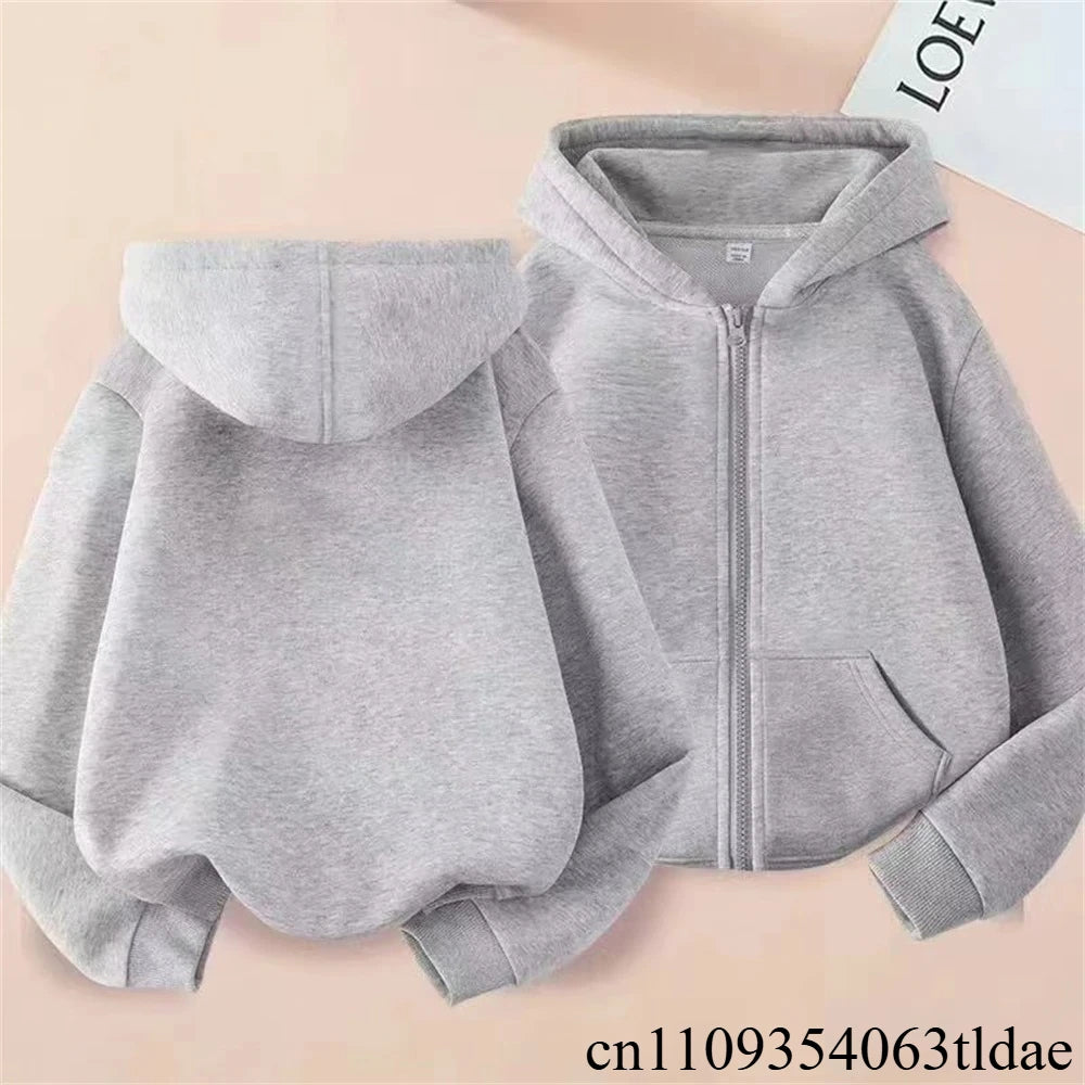 Children Fashion Zipper Style Clothing Boys Girls Hoodie  Tops Spring Autumn Leisure Sweatshirr Toddler 3-12 Year Red Black Coat