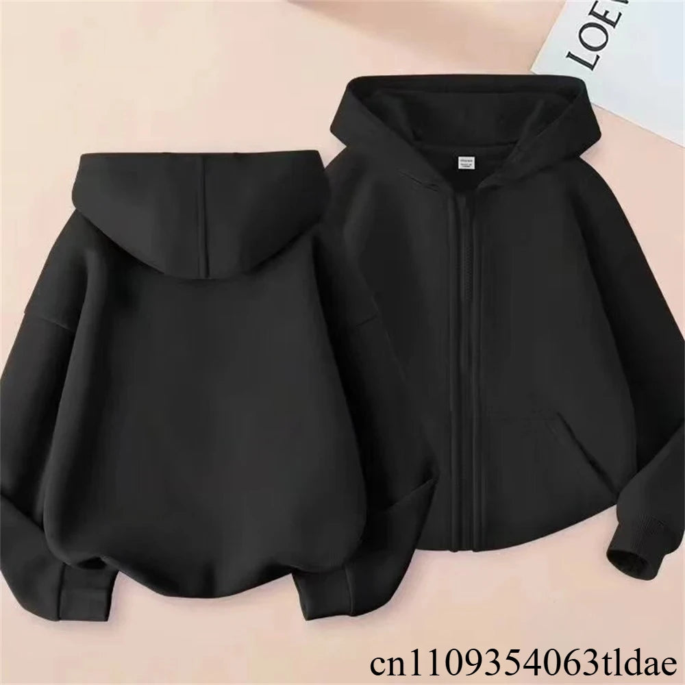 Children Fashion Zipper Style Clothing Boys Girls Hoodie  Tops Spring Autumn Leisure Sweatshirr Toddler 3-12 Year Red Black Coat