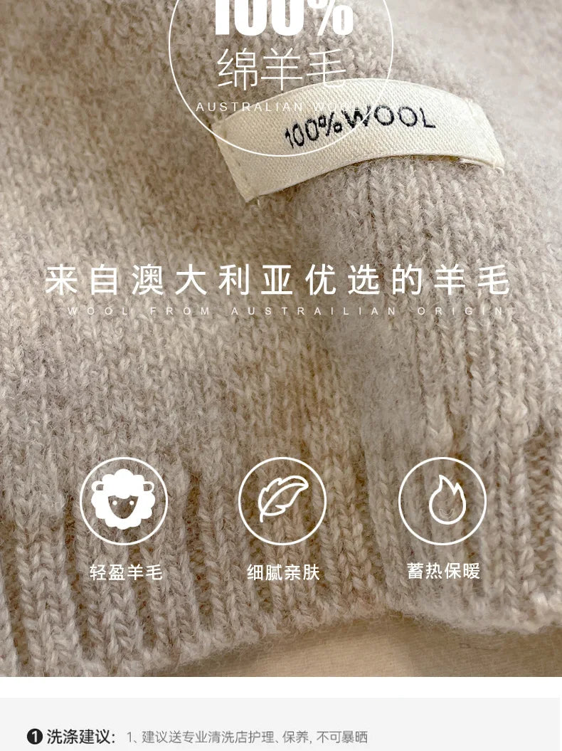 High Quality 100% Wool Scarf Men Women Winter Autumn Solid Color Couple Muffler Simple Warm Versatile Knitted Scarf Male Female