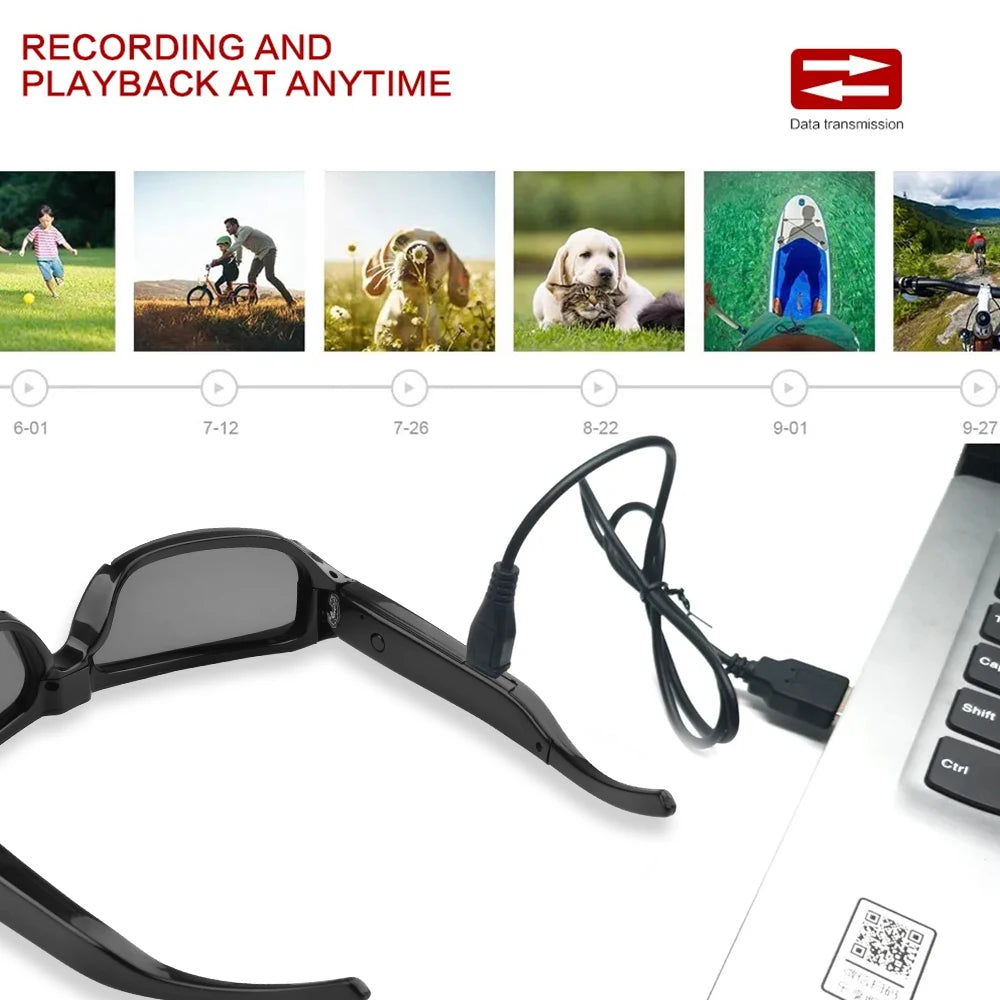 New Glasses With 1080P Outdoor Sports Camera Mini Wifi Intelligent Headset Glasses 110 Wide Angle Lens APP Control Action Camera