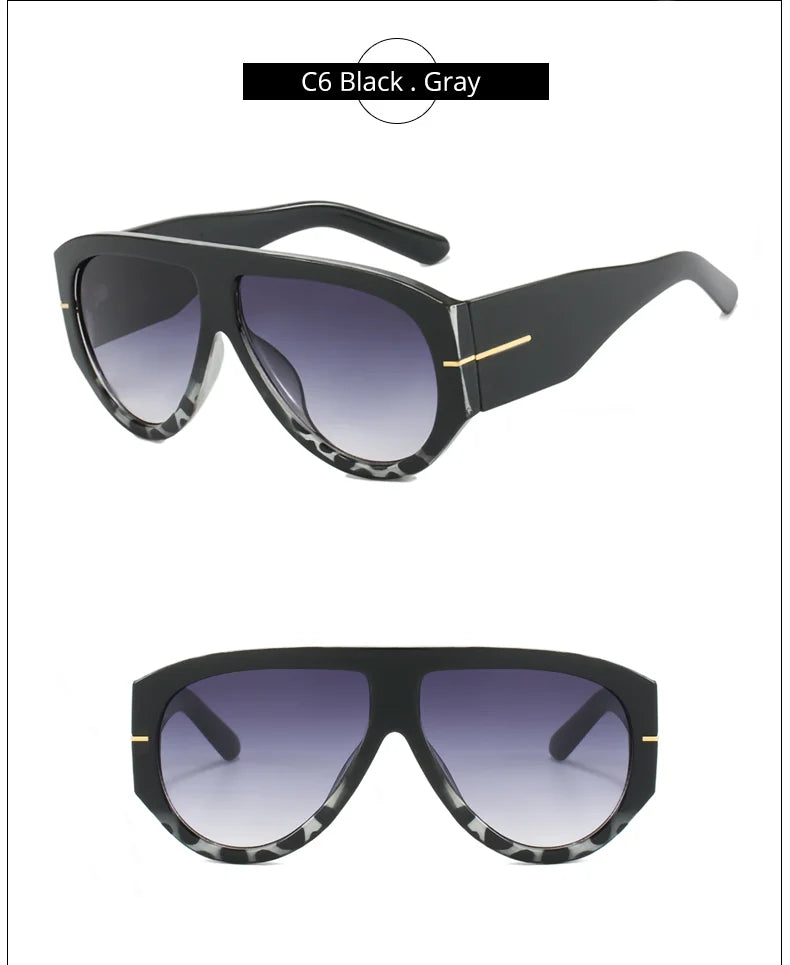 2025 Oversized Pilot Sunglasses for Women Men UV Protection Stylish Eyewear Thick Frame Unique Luxury Designer Sun Glasses Shade