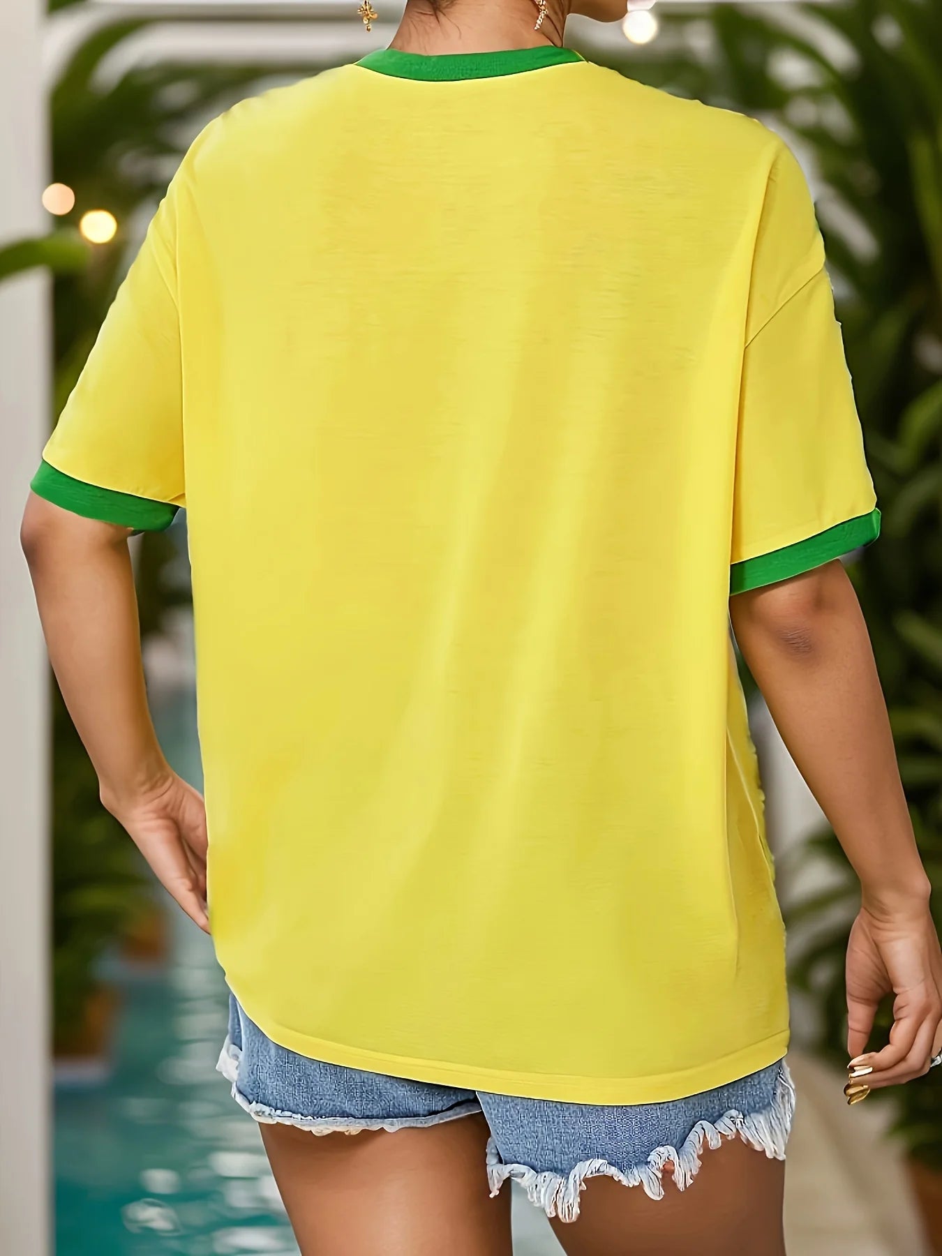 Brazil Letter Print Green T-shirt Women Summer Harajuku Casual Short Sleeve  Girl  Tops Grunge Aesthetic Streetwear Sexy Tees
