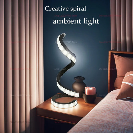 2025 Modern LED Bedside Lamp Deformable Spiral Table Night Light for Bedroom Office Living Room Decor Adjustable Night Lamp