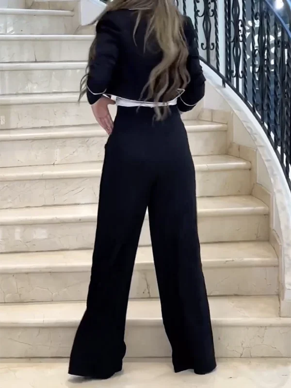Bonboho Women's Casual Pants Set Blazer Coat and Wide Leg Pants 2024 Spring and Summer Stylish Two-piece Suit for Office Ladies