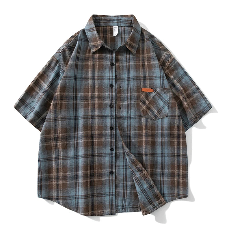 Plus Size 10xl 9xl Shirt Men Spring Summer Oversized Vintage Plaid Shirt 5xl 6xl 7xl 8xl Large Size Leisure Blouse Male