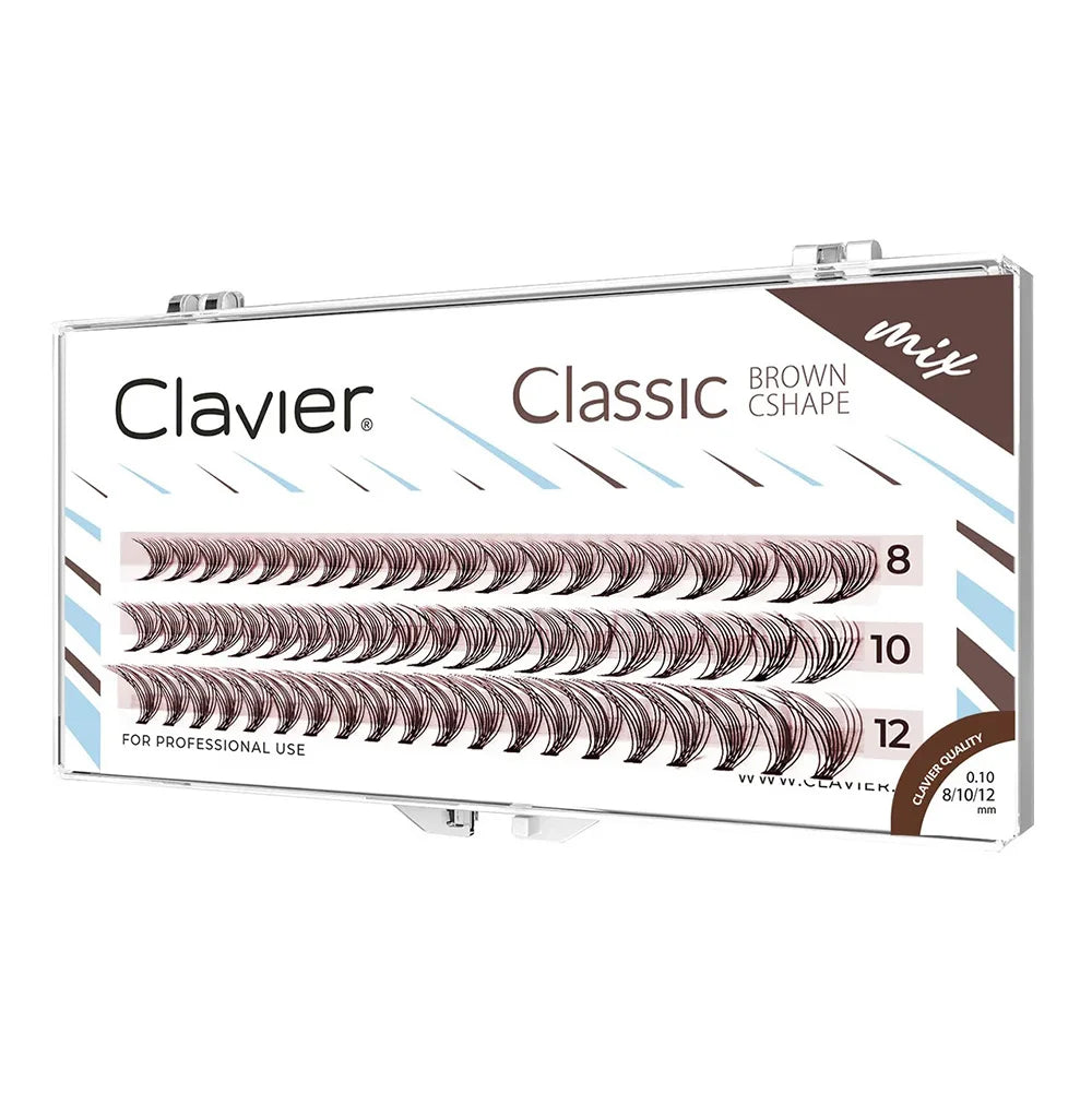 Clavier Classic Brown Eyelashes Natural Cluster Lash 10D Individual Segment Eyelash Professional C Curling