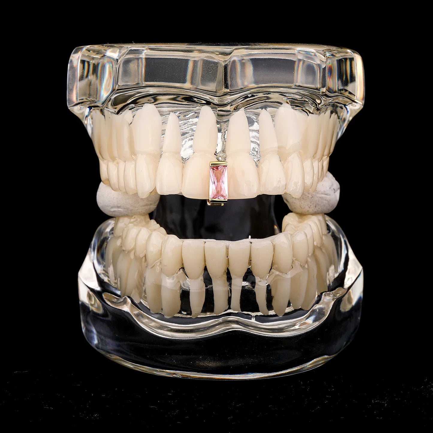 RACHELZ Fashion CZ Stone Vertical Bar Teeth Grillz Braces Hip Hop 4 Zircon Tooth Caps Dental Grills For Women Men Jewelry
