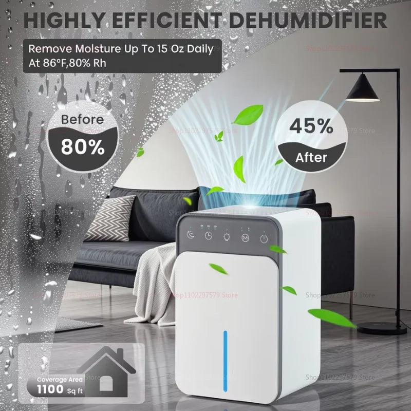 Portable Quiet Air Dehumidifier Moisture Absorber for Home Bedroom Office Kitchen EU Plug Compact Moisture Eliminator Deodorizer
