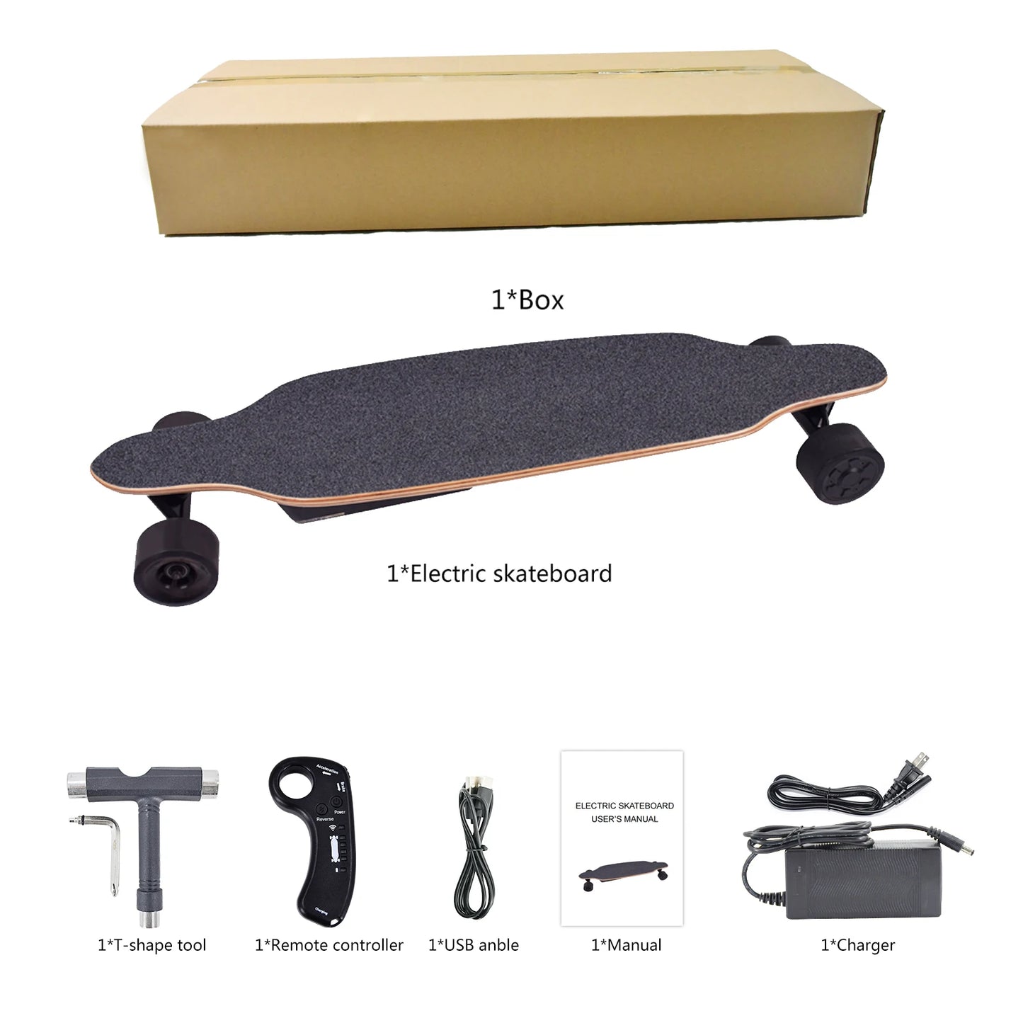 Electric Skateboard Fast Speed 40KM Kit with Removable Battery Pack & Flashlight 9 Ply Canadian Maple Skate Board Decks