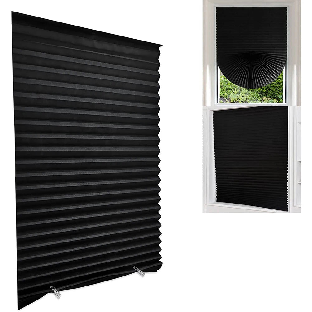 Shading Curtain Portable Roller Blinds Blackout Curtain Self-Adhesive Fully Blackout Curtains Black Cloth Home Office Decoration