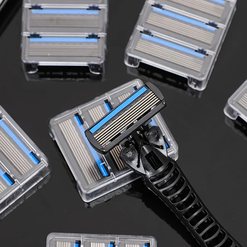 6-layer razor blade, men's stainless steel blade, classic water washed razor, sharp blade for clean shaving