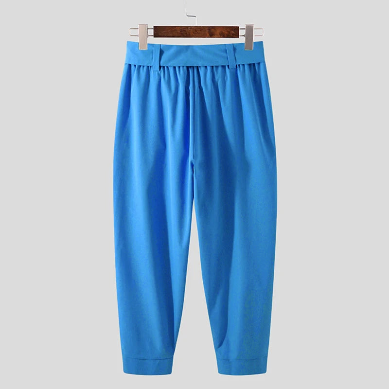 Spring Men Belt Baggy Pants Casual Streetwear Premium Quality Solid Color Oversized Joggers Fashion Harem Pants 2026 New S-3XL