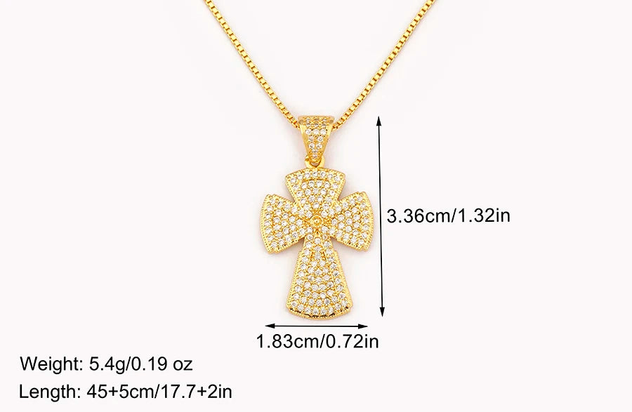 Nidin New Trendy Personality Design Cross Pendant Necklace For Women Men Shiny Crystal Zircon Charm Jewelry Daily Party Gifts