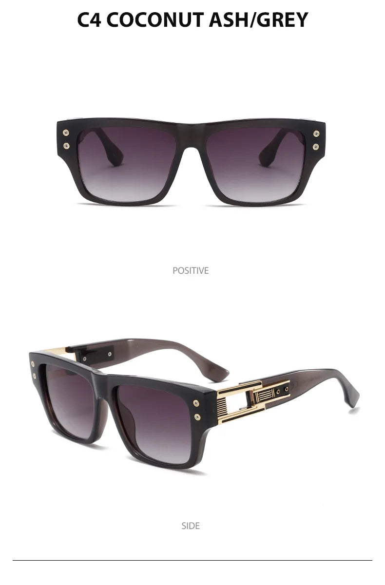 2025 New Square Retro Glasses Men Women Fashion Luxury Original Designer Sun Glasses Male Reflective Lens Gafas De Sol UV400