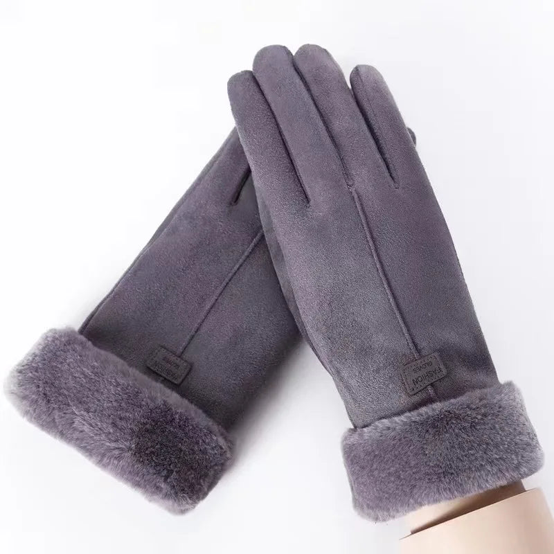 New Fashion Gloves Autumn Winter Cute Furry Warm Mitts Full Finger Mittens Women Outdoor Sport Female Gloves Screen