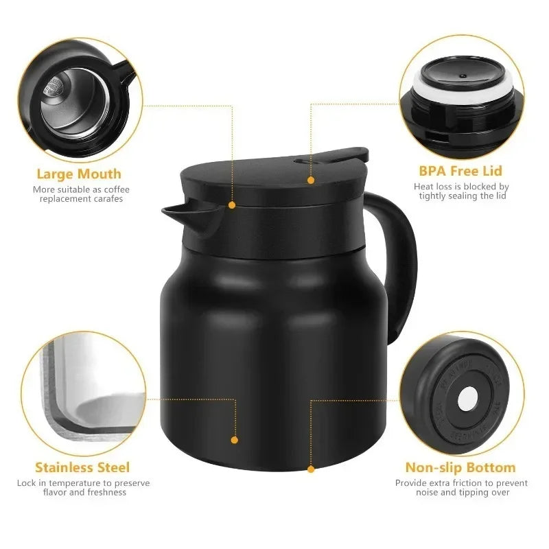 800ml Stewing Teapot Stainless Steel Leak-Proof Thermal Insulation Teapot with Detachable Tea Filter Milk Coffee Thermos Jugs
