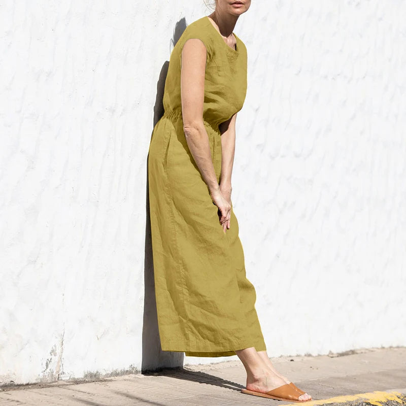 New Summer plus Size  Color High Waist Svel Long Pants Women's Faion Casual Loose Sle One-Piece Suit