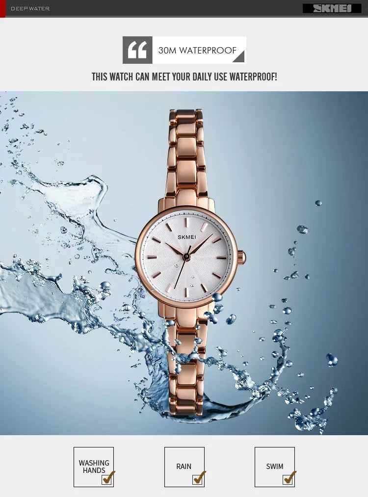 SKMEI 1410 Wrist Waterproof Stainless Steel Women Watches Luxury Montre Femme Quartz Watch Women Fashion Ladies Watches