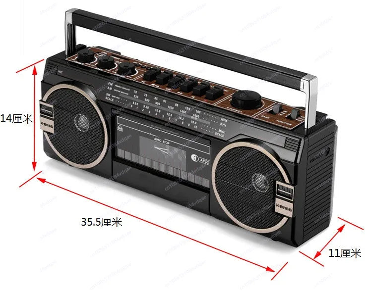 High Quality Portable Cassette Recorder Player  Music Play Walkman Retro Tape Drive AM/FM/SW Radio Bluetooth Speakers