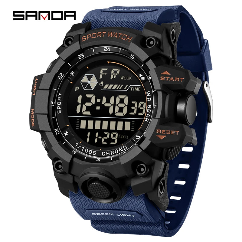SANDA Outdoor Sports Men Watch Waterproof LED Analog Digital Show Multifunction Big Dial Electronic Wristwatch G style Male Cloc