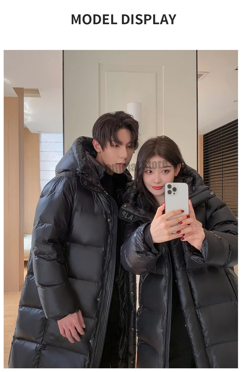 2023 New Arrivals Winter 90% White Goose Down Couple Hooded Coat Top Grade Men's Women Thick（Winter) Warm X-long Jackets