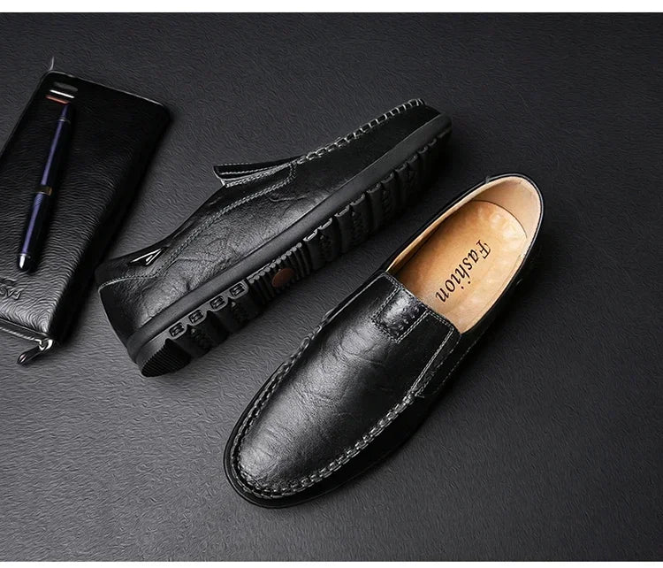 Men Dress Shoes Natural Leather Men's Brand Shoes Sale Formal Shoe Men's Cowhide Italian Genuine Leather Loafers Footwear Casual