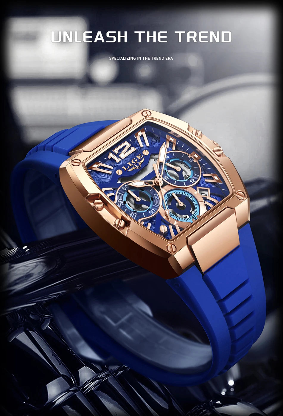 LIGE Original Brand Fashion Mens Watches Sport Military Chronograph Calendar Silicone Strap Quartz Wristwatch Relogio Masculino