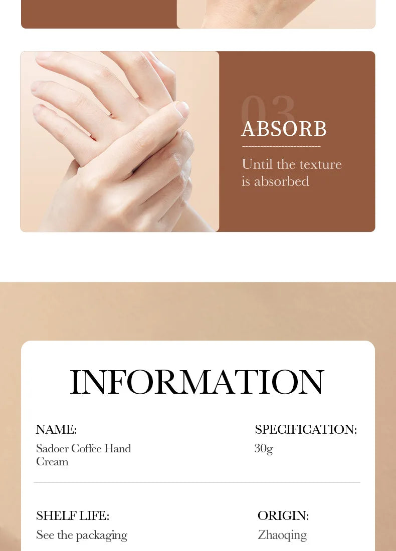 1/2/3/5pcs SADOER Coffee Hand Cream Sets Moisturizing Nourishing Whitening Hydrating Hands Skin Care Products