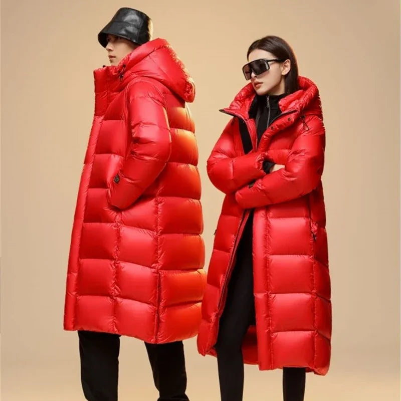 Winter 90%  White Goose Down Thick （Winter) Warm X-Long Men's Jackets 2025 New Arrivals Men Hooded Korean Down Parkas Coat