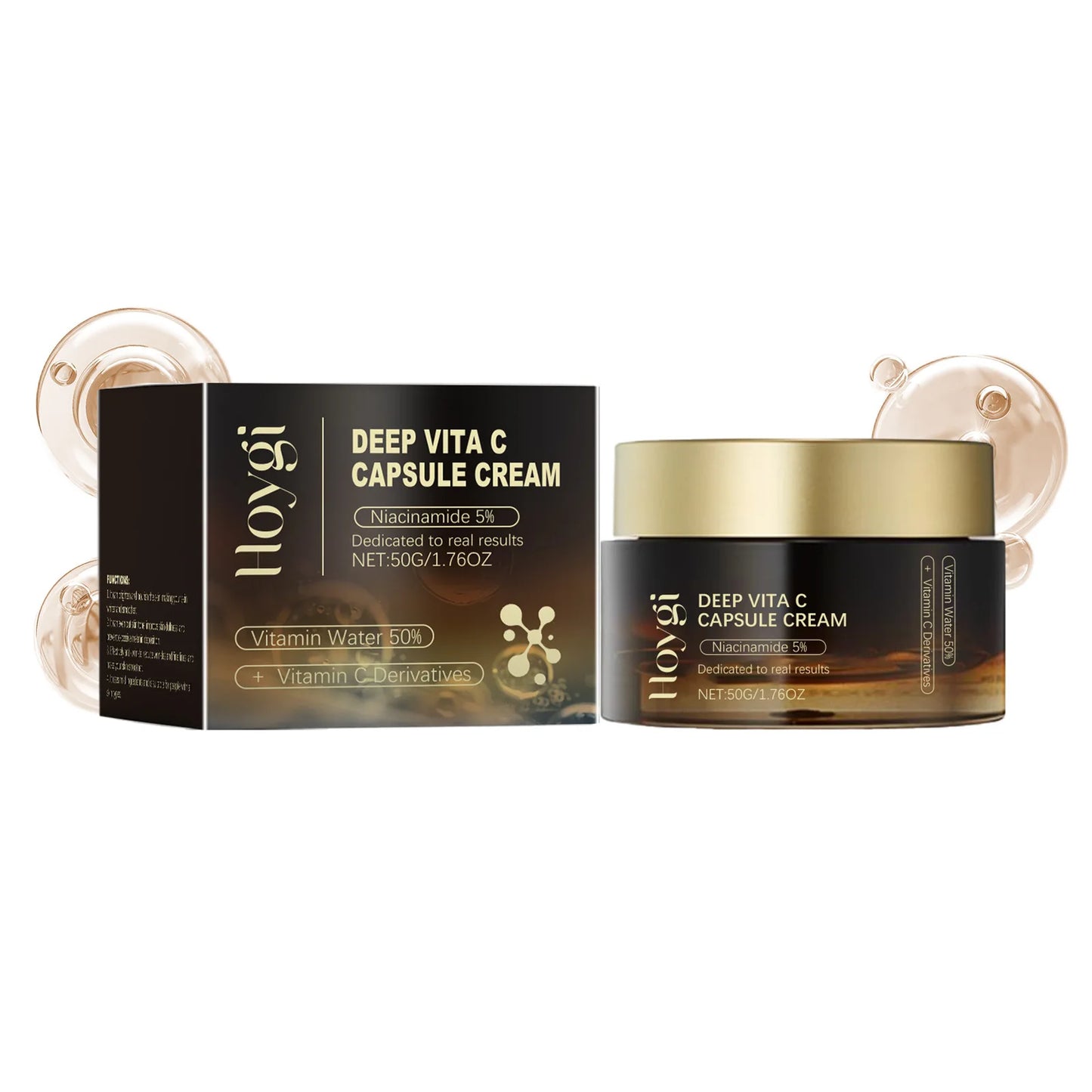 Deep Vitamin C Golden Capsule Face Moisturizer Liposome Capsules For Wrinkles Skin Radiance Glow Hydration Lightweight Skin Care
