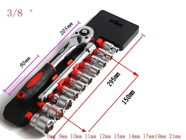 12 piece multifunctional ratchet wrench set, automotive quick maintenance socket wrench, quick ratchet wrench combination