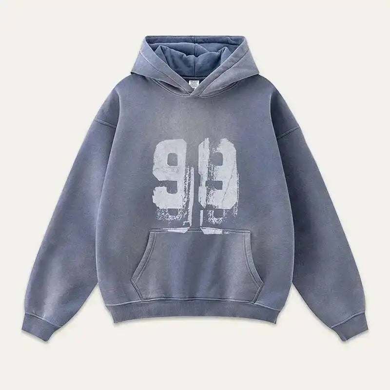PFNW 2025 Spring High Street Vintage Washed Digital Padded Hooded Sweatshirt Men's American Loose Oversized Pullover Top 28W5695