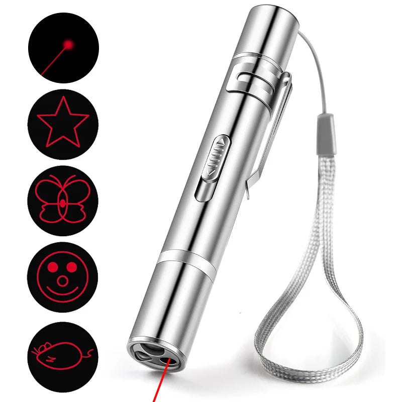 3 in 1 Cat Playing Pointer Pen USB Cat Torch Toy Red Purple White LED Light Rechargable Cat Laser Toys Flashlight Cat Toy