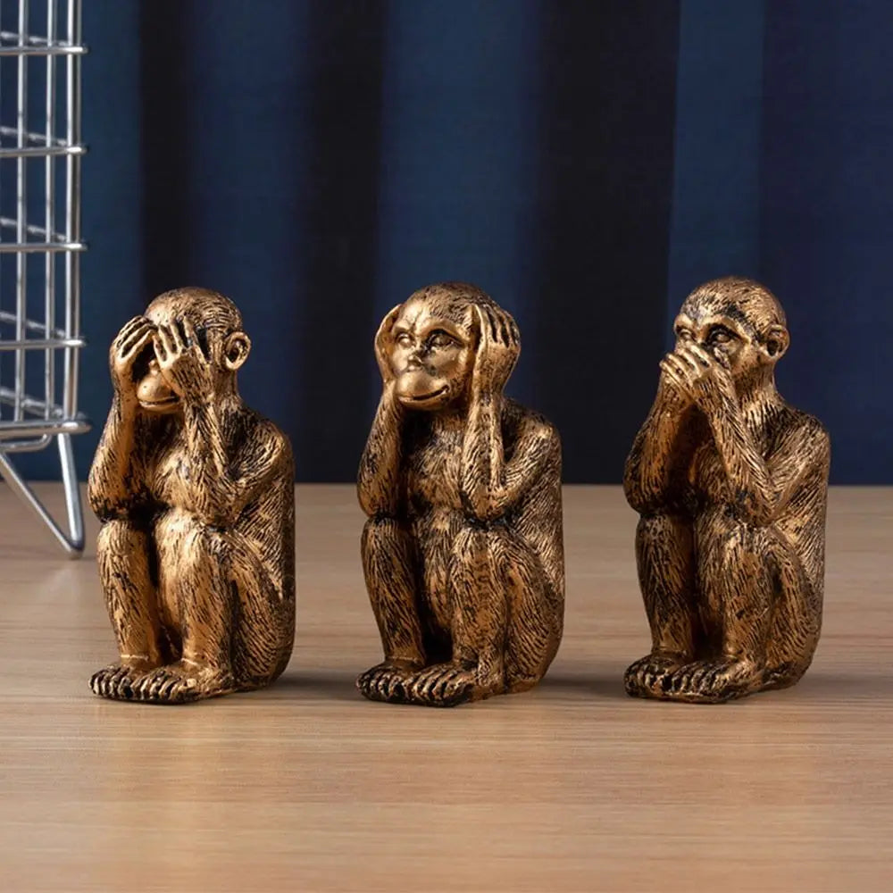 Resin Three Wise Monkeys Figurines Don't See Don't Speak Home Decor Crafts Don't Hear Creative Design Monkey Ornaments
